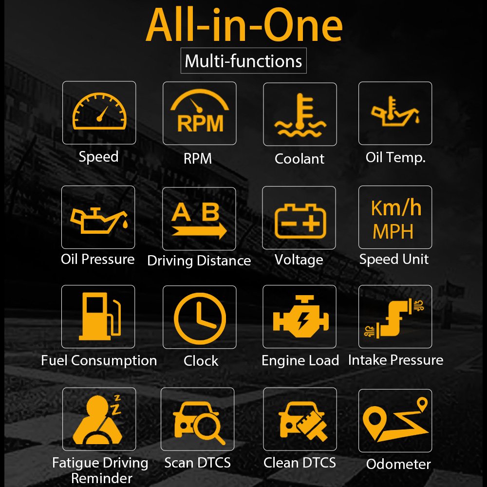 2024 Smart Gauge Obd Onboard HUD Multi-language Super Performance OBD2 Auto Head up Display Speed Alarm