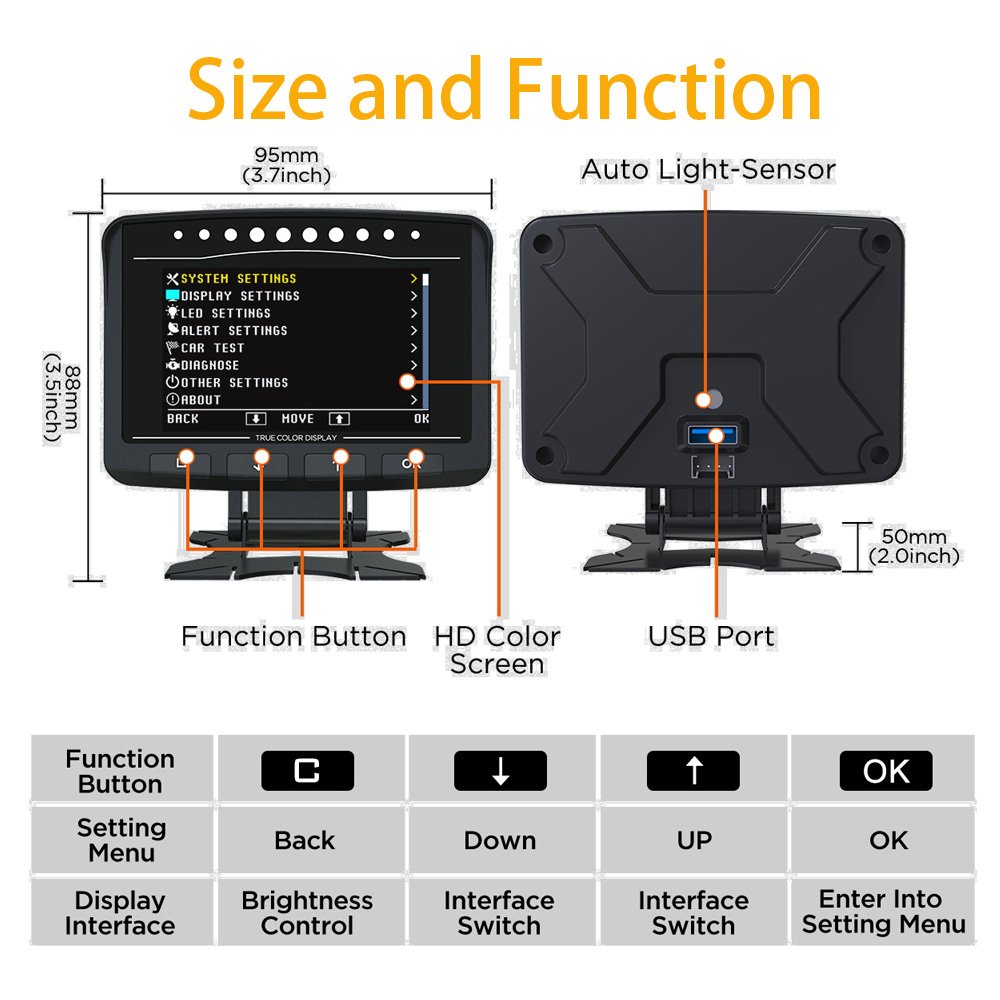 2024 Smart Gauge Obd Onboard HUD Multi-language Super Performance OBD2 Auto Head up Display Speed Alarm