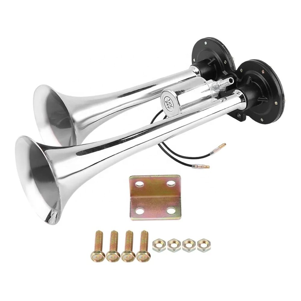 12v / 24v Dual Trumpets Super Loud Electric Solenoid Valve Car Electric Air Horn Speaker Air Horn Compressor for Truck Car