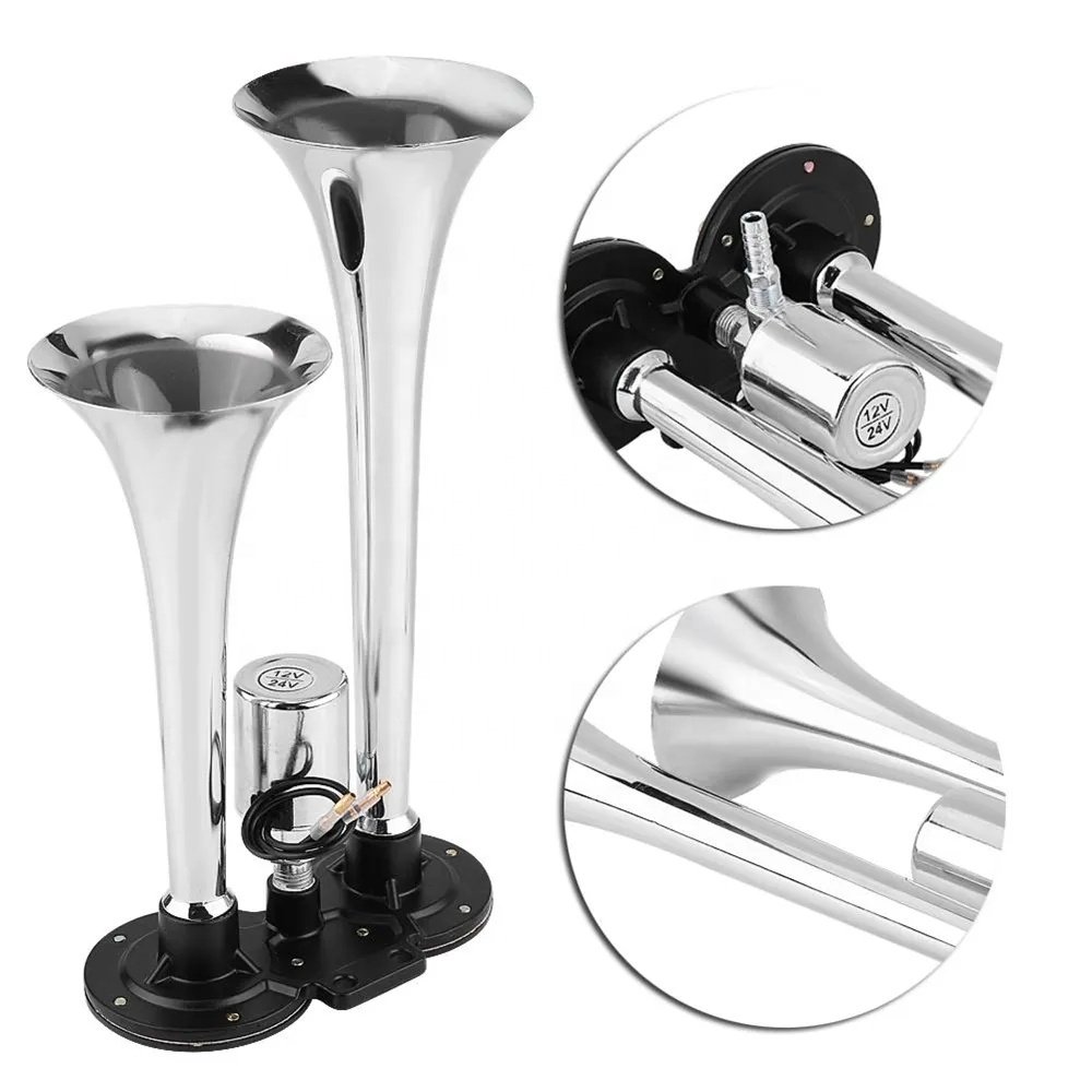 12v / 24v Dual Trumpets Super Loud Electric Solenoid Valve Car Electric Air Horn Speaker Air Horn Compressor for Truck Car