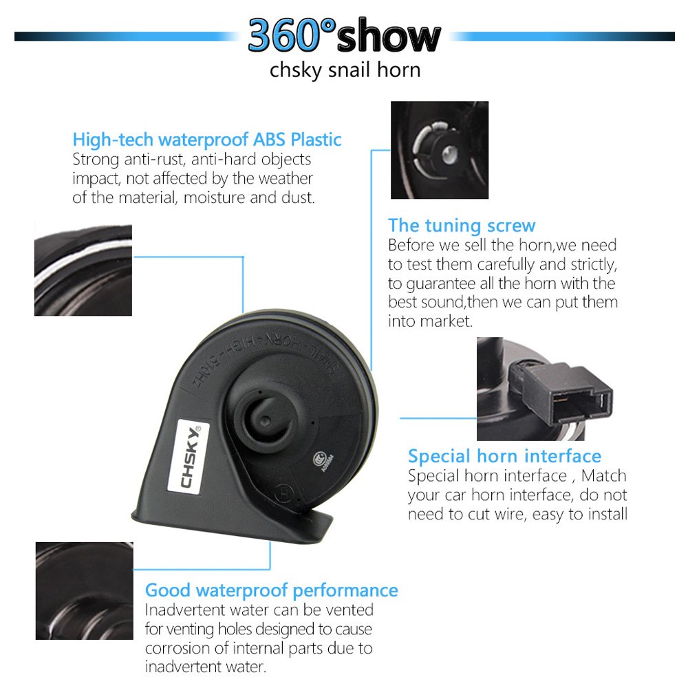 Bestselling Durable Snail Shaped Horn 1994 to 2019 12v Loudness 110-129db Automotive Horn