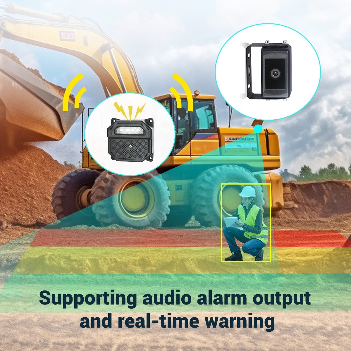 STONKAM Reversing Backup Camera Support AI Blind Spot Pedestrian Detection With Audible and Visual Alarm for Truck Forklift