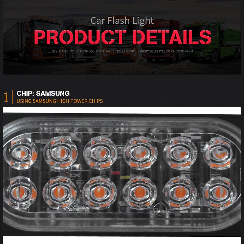 12V 24V LED Strobe Warning Light Work Lamp 12LED Driving Fog Lights Spot Beam Offroad SUV 4WD Auto Car Boat Truck ATV SUV
