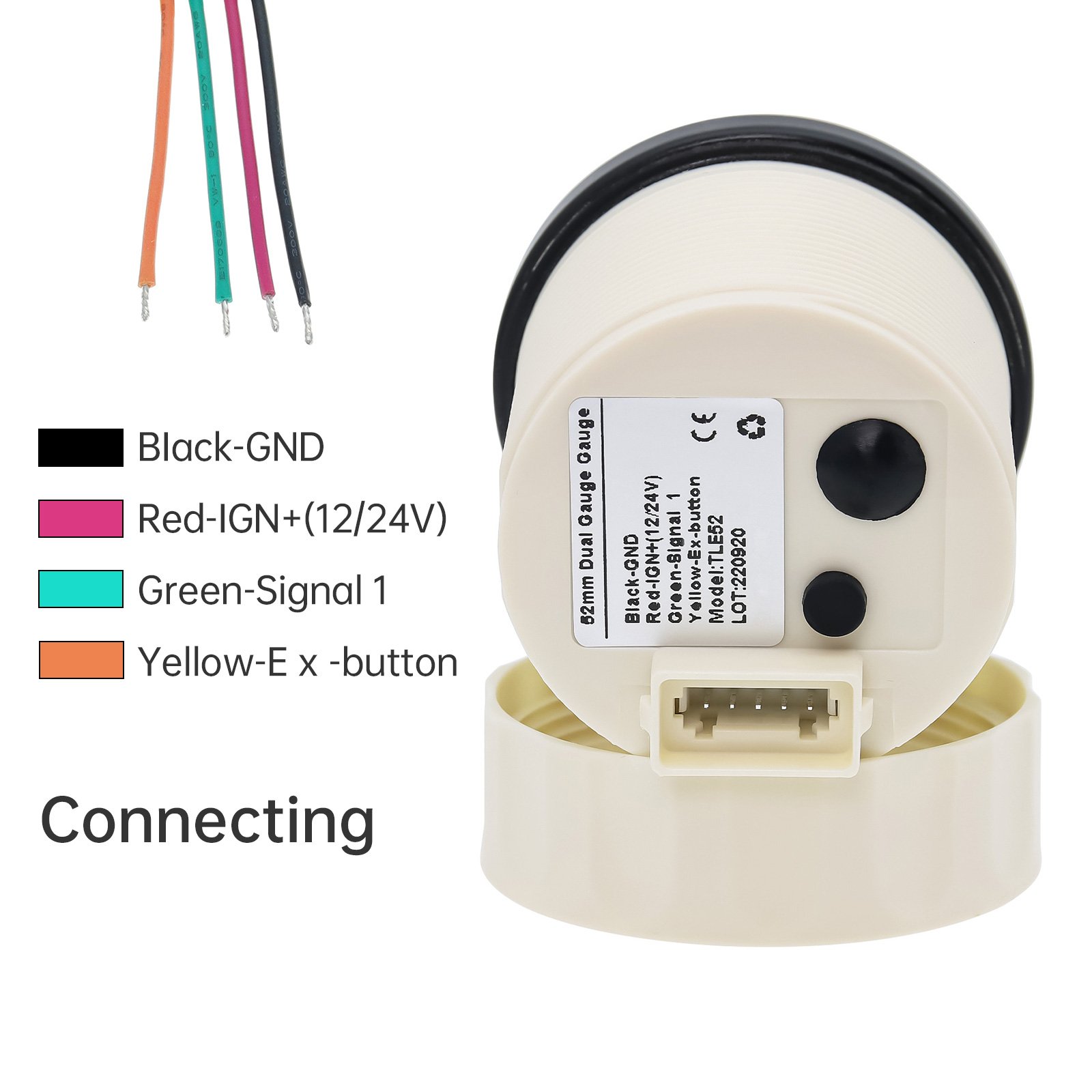 IP66 Waterproof Dual Gauge with Alarm Light 52mm Water Level+Fuel Level Gauge for Fuel Float Level Sensor 0-190 Ohm Boat Car