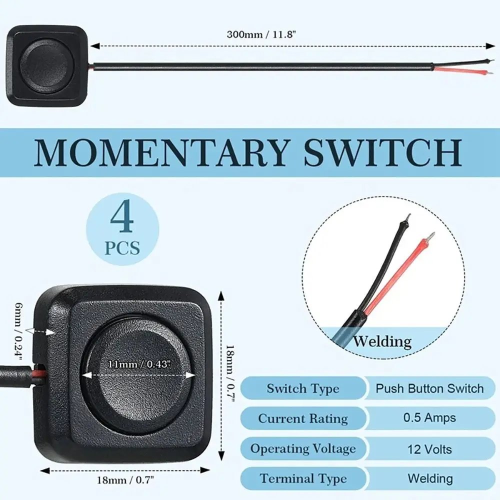 1Pc Momentary Push Button on Off Switch Black Plastic 12V 24V Car Alarm Button DIY Flashlight Surface Mount Mini Button Switch