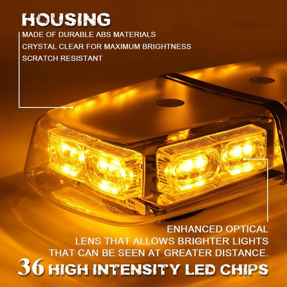 Super Bright Amber White 36LED Lamp Strobe Beacon Light Magnetic Mount Flashing Emergency Warning Roof Lights for Car Truck