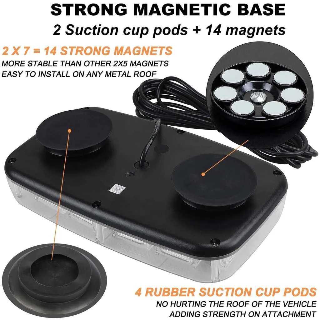 Super Bright Amber White 36LED Lamp Strobe Beacon Light Magnetic Mount Flashing Emergency Warning Roof Lights for Car Truck