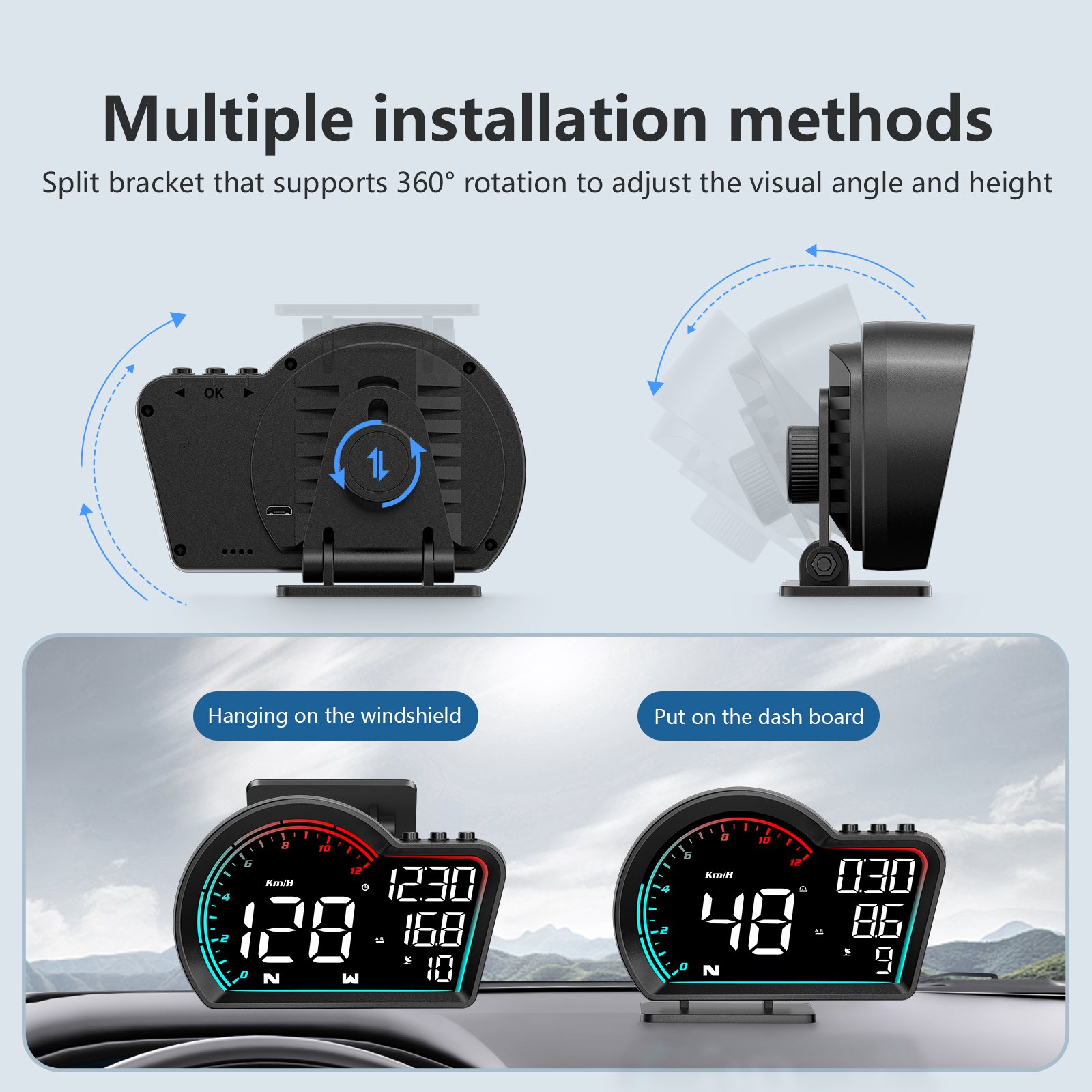 HUD G16 Universal Car GPS Smart Gauge Head up Display Speedometer Colorful Screen for All Cars
