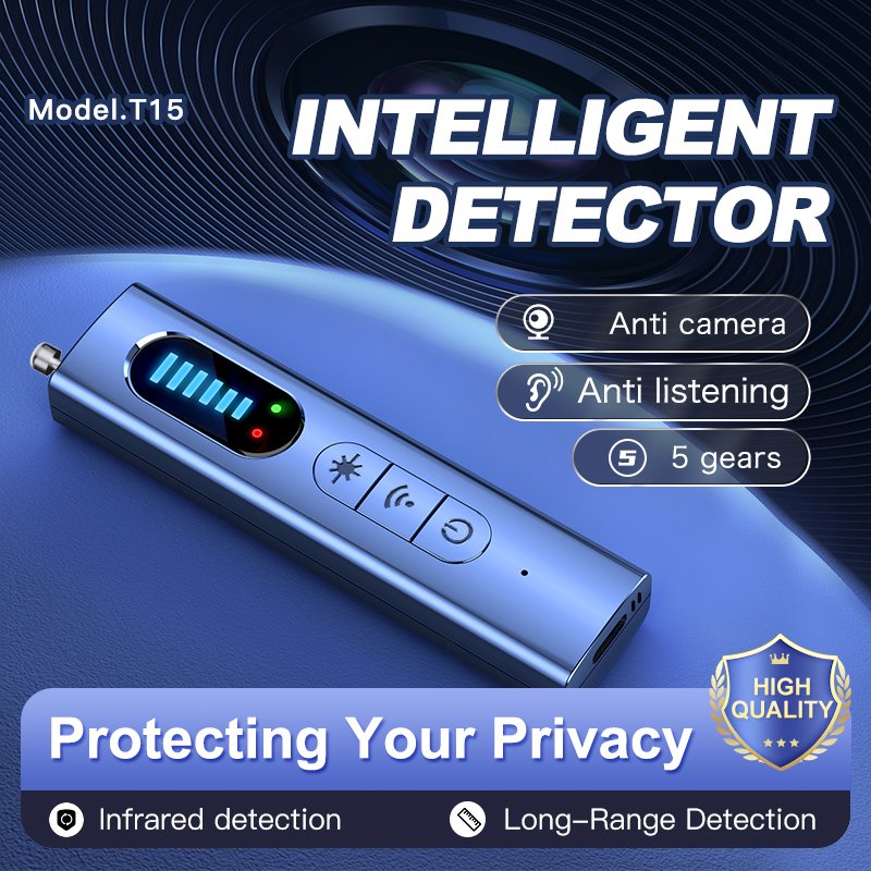 Portable T15 Bug RF Signal Scanner Anti-Spy Car GPS Tracker Position Detector Hidden Camera Detector Gadget Security Battery