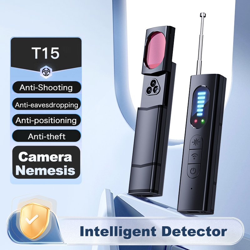 Portable T15 Bug RF Signal Scanner Anti-Spy Car GPS Tracker Position Detector Hidden Camera Detector Gadget Security Battery