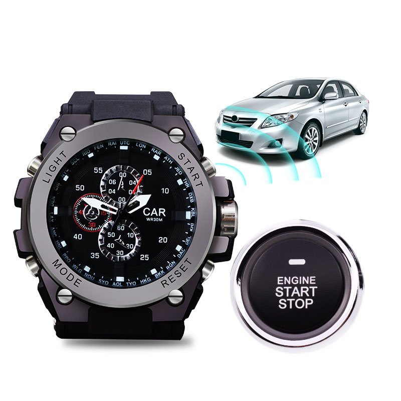 Carqseng One Way Smart Watch Keyless Entry System 12V Remote Start Car Alarm with Watch Remote Control Key