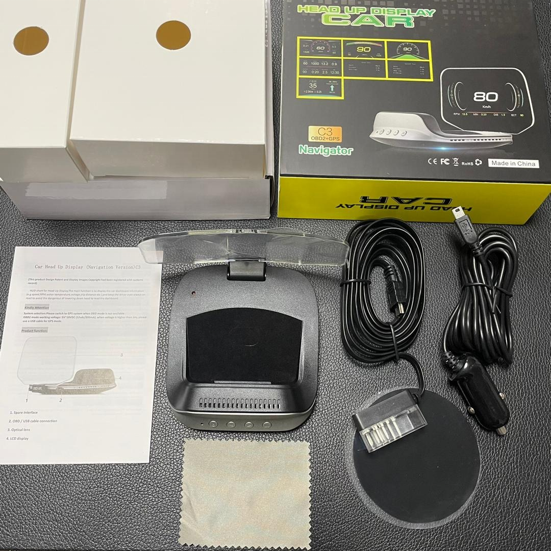 2023 Popular Car Auto Meter C3 HUD OBD2 Speed RPM Display GPS Multi-function Head up Display Navigation for Cars