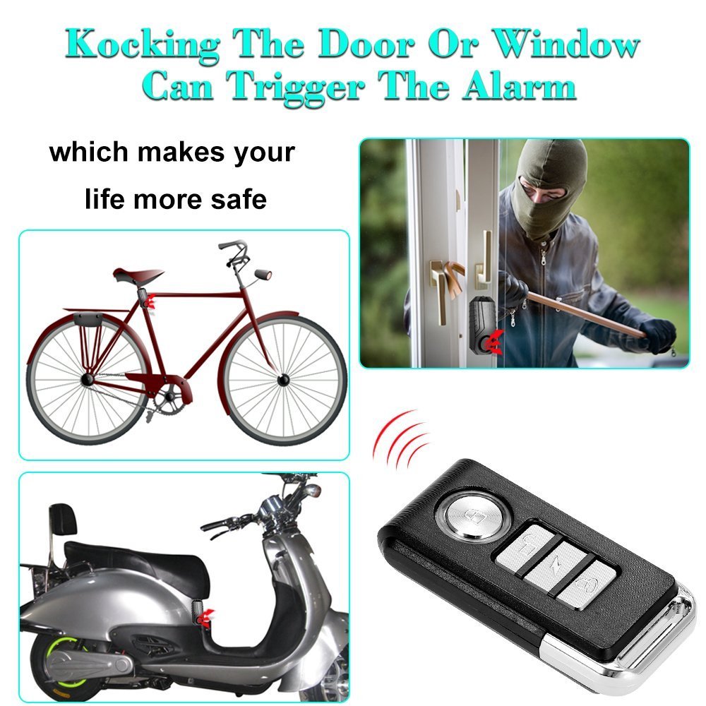Battery Supply 113dB Wireless Anti-Theft Vibration Waterproof Security Cycling Bike Alarm with Remote Motorcycle Bicycle Alarm