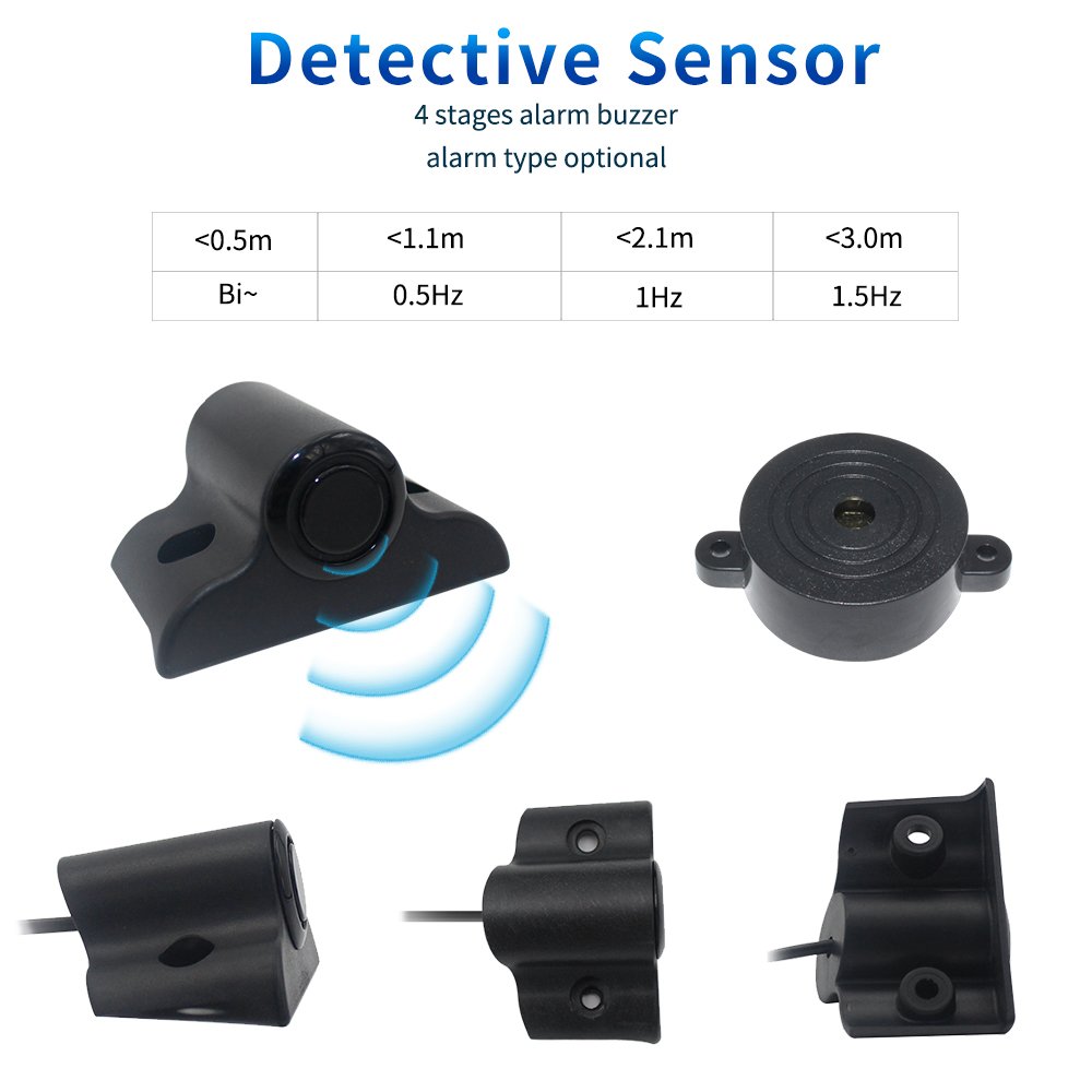 Radar Detector with Vioce/Bibi Alarm 7 Inch Monitor with Rear View Camera Distance Reminder Truck Reverse Parking Sensors