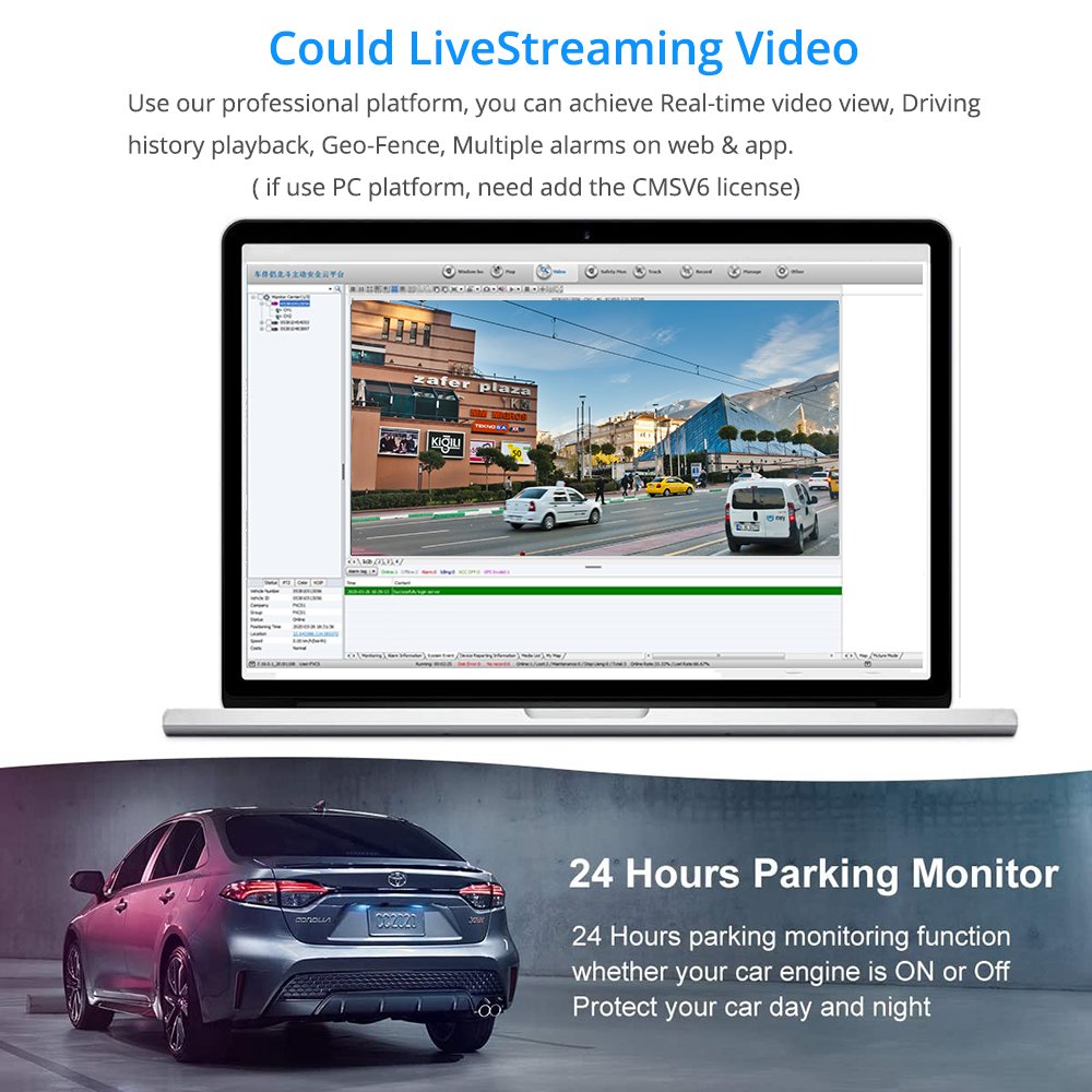 4G Smart Dual DVR Dashcam with Web/App Remote Monitoring GPS Night Vision Parking Surveillance Fleet Manament for Cars Vehicles