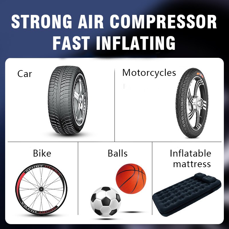 Car Air Compressor 12V Rechargeable Wireless Inflatable Pump Portable Air Pump Car Tire Inflator Digital for Car Bicycle Balls