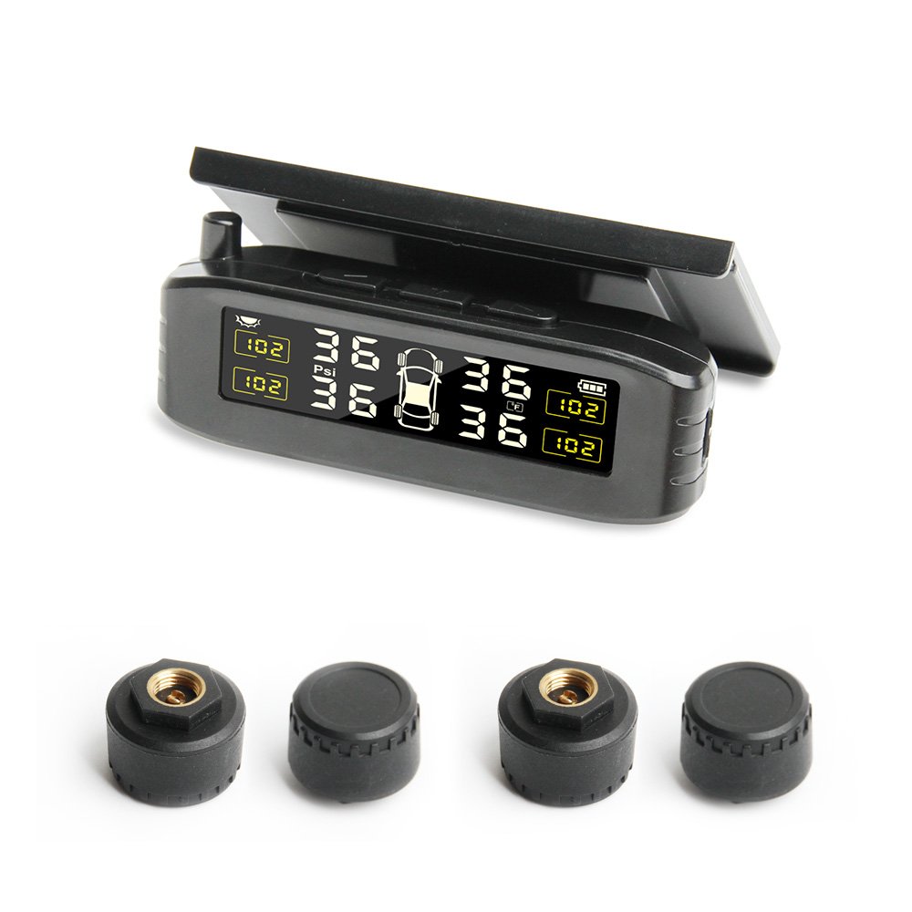 Solar Charging D18 Wireless TPMS Display for Car vehicles Real-time Tire Pressure Monitoring with S5 External TPMS Sensors