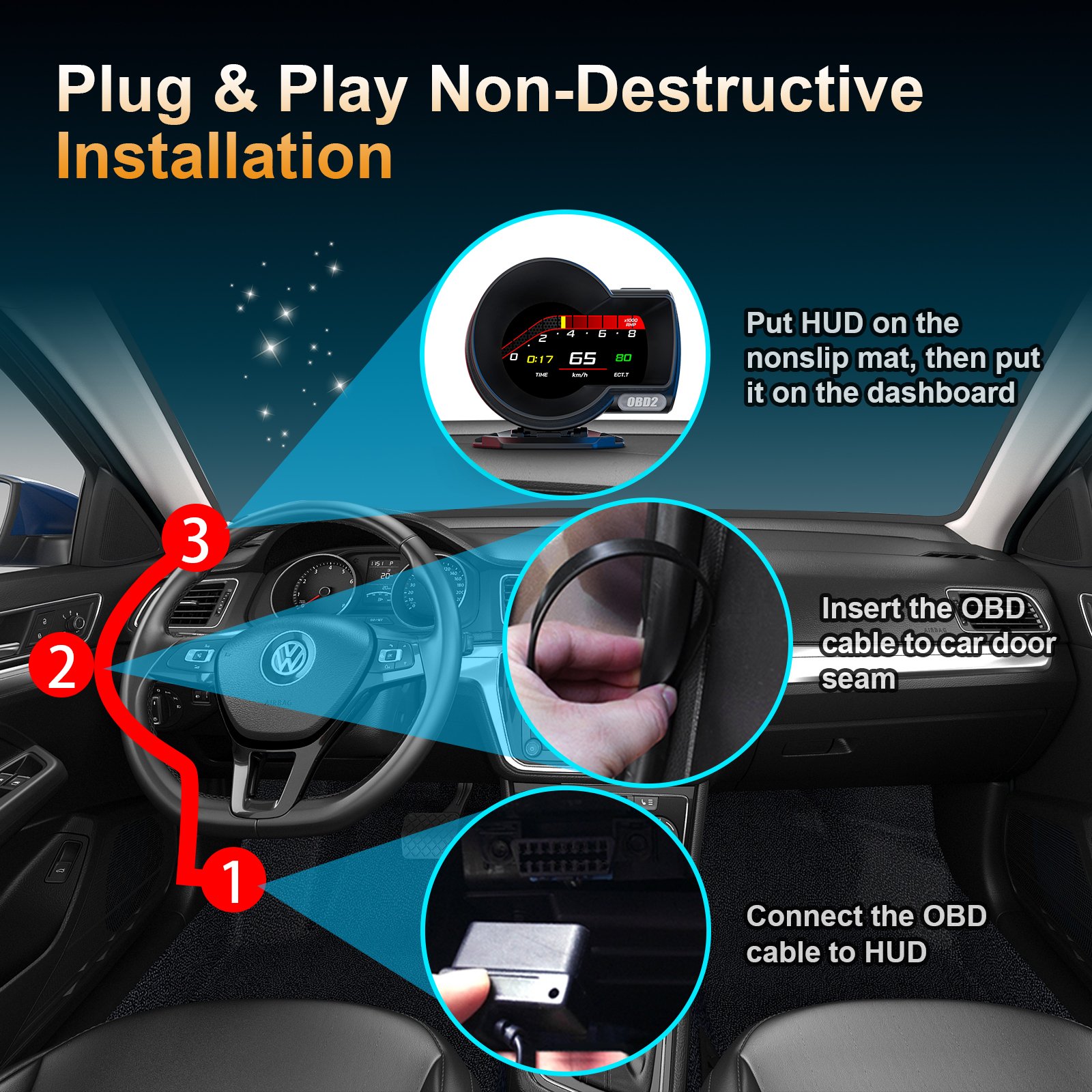 2024 New Version F8 Pro OBD2 + GPS Auto Meter OBD2 Gauge with Russian Arabic Thai Spanish Car Head up Display Hud Obd2