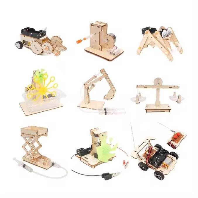 Diy 3D STEM Wooden Science Kit Assembly Creation Solar Powered STEM Toys for Kids