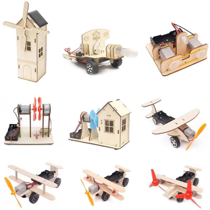 Diy 3D STEM Wooden Science Kit Assembly Creation Solar Powered STEM Toys for Kids