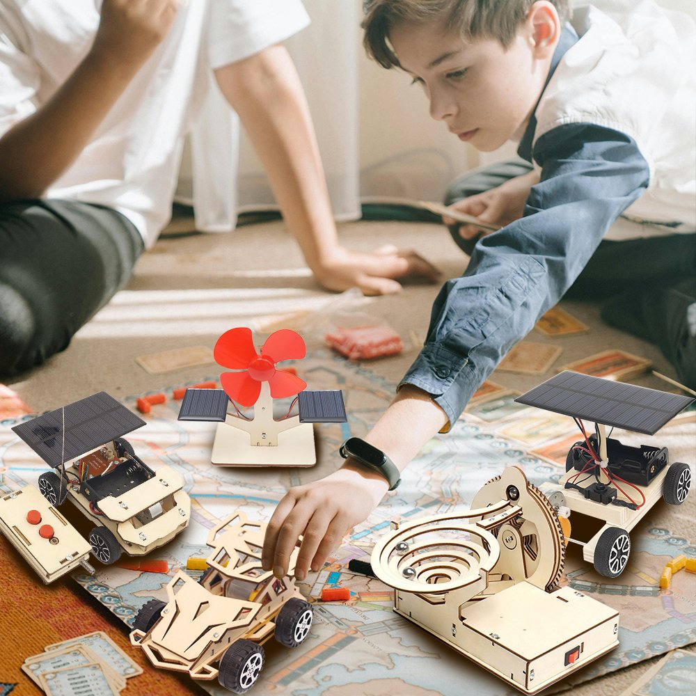 Diy 3D STEM Wooden Science Kit Assembly Creation Solar Powered STEM Toys for Kids