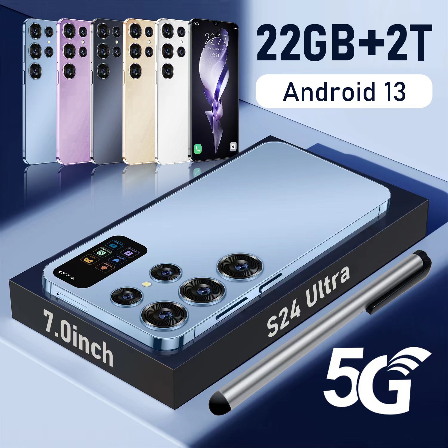 High Equipment 2025 New Arrival S24 S25 Ultra 5G Smartphone 22+2TB Unlocked Dual Sim Android 14 Cheap Factory Cheap Mobilephones