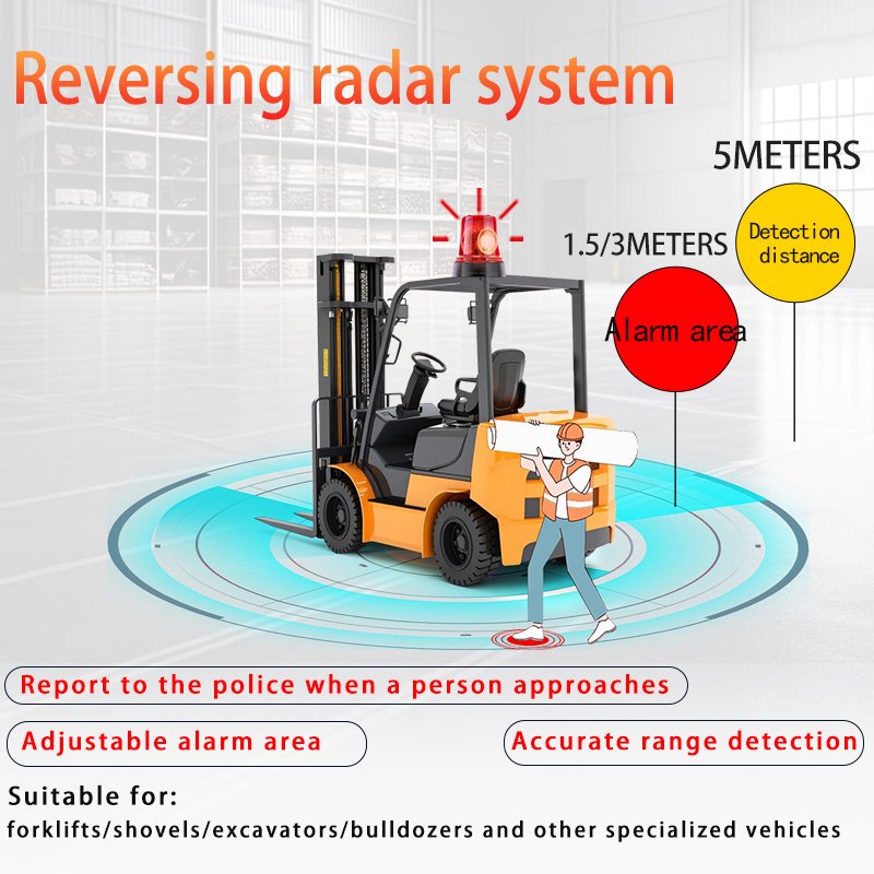 Forklift Reverse Anti-Collision System Security Universal 10-80V Area Alarm Anti-Interference Warning Reverse Radar