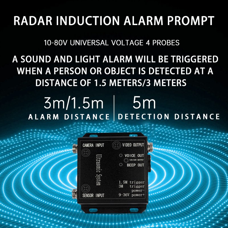 Forklift Reverse Anti-Collision System Security Universal 10-80V Area Alarm Anti-Interference Warning Reverse Radar