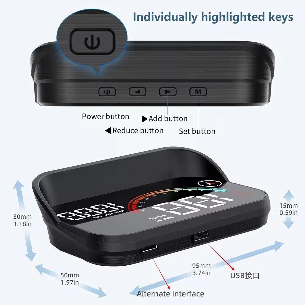 2024 Newest Head up Display GPS Car HUD M22 Digital Speedometer With Driving Speed Over Speed Alarm