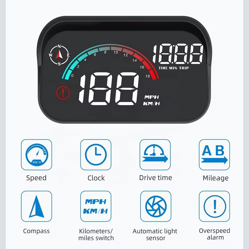 2024 Newest Head up Display GPS Car HUD M22 Digital Speedometer With Driving Speed Over Speed Alarm