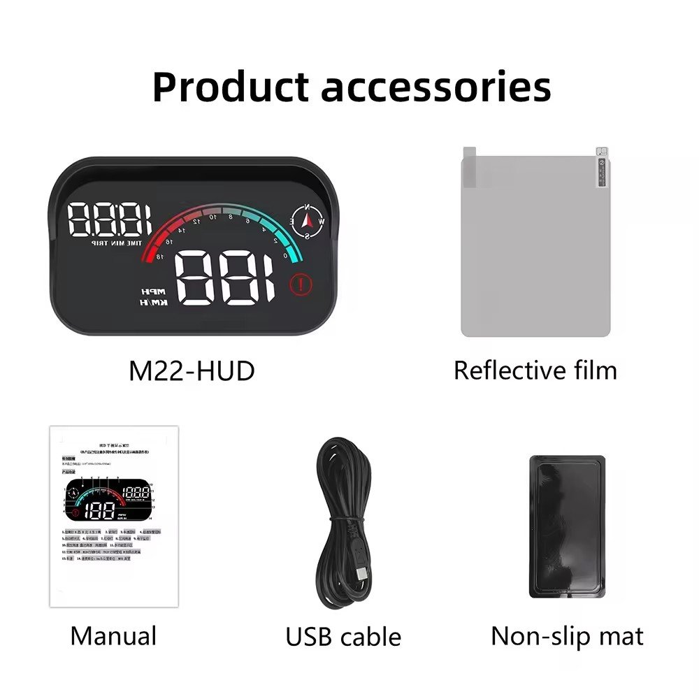 2024 Newest Head up Display GPS Car HUD M22 Digital Speedometer With Driving Speed Over Speed Alarm