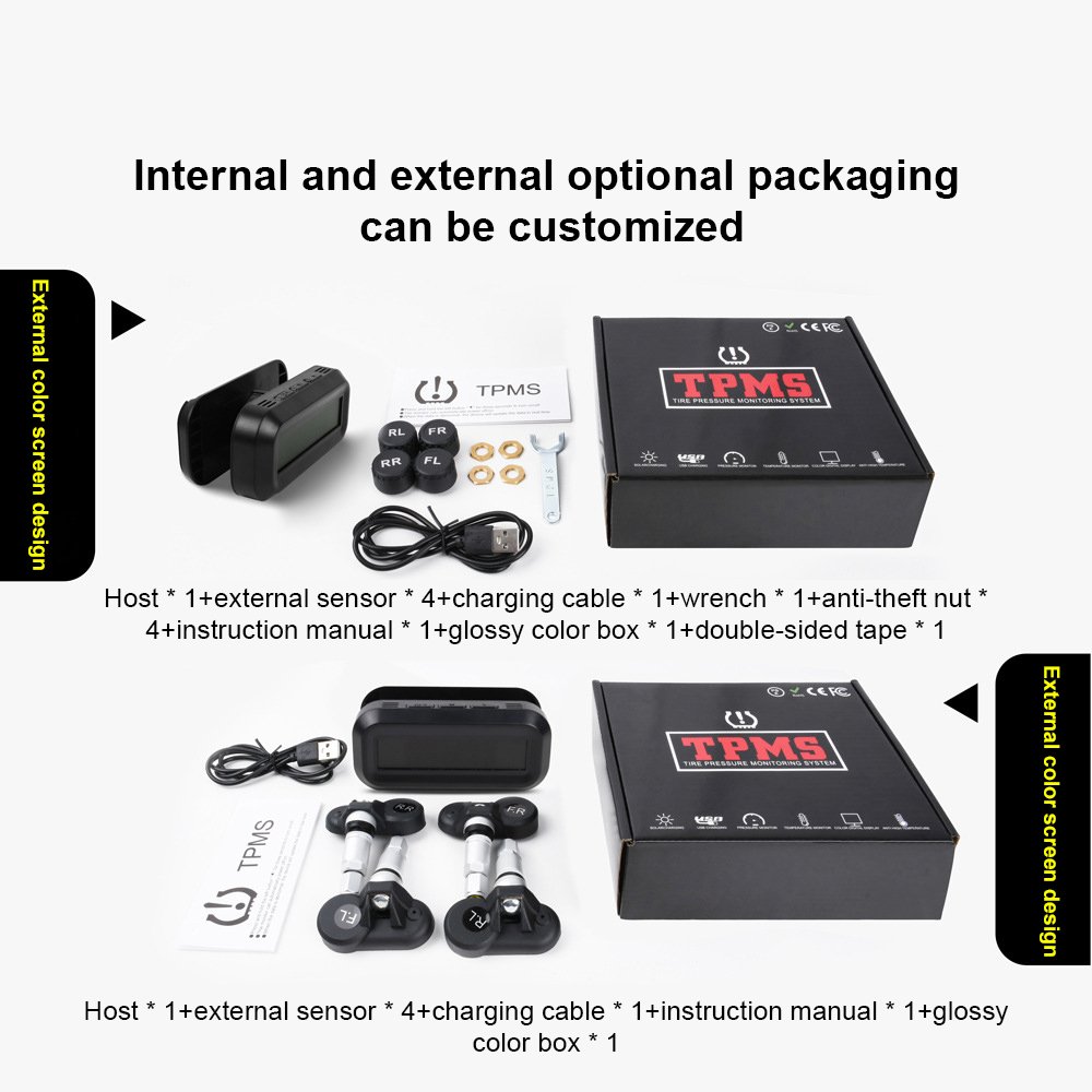 Sensor External Internal System Solar Powered Alarms Wireless Tpms for Cars Digital Type Car TPMS Tire Pressure Monitor System