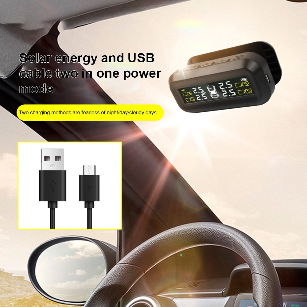 Sensor External Internal System Solar Powered Alarms Wireless Tpms for Cars Digital Type Car TPMS Tire Pressure Monitor System