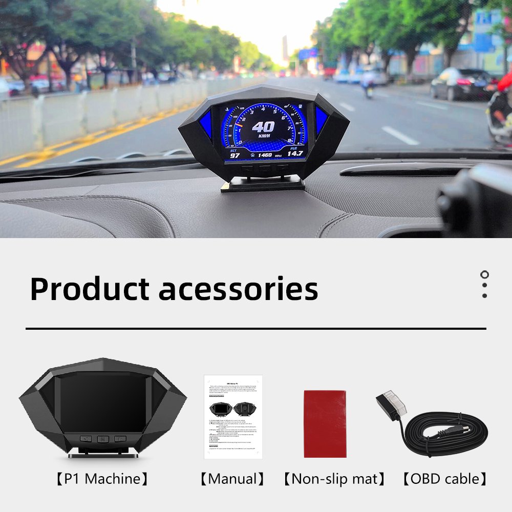 Head up Display Tool Digital RPM Display Boost OBD2 Smart Meter GPS HUD P1 for All Cars