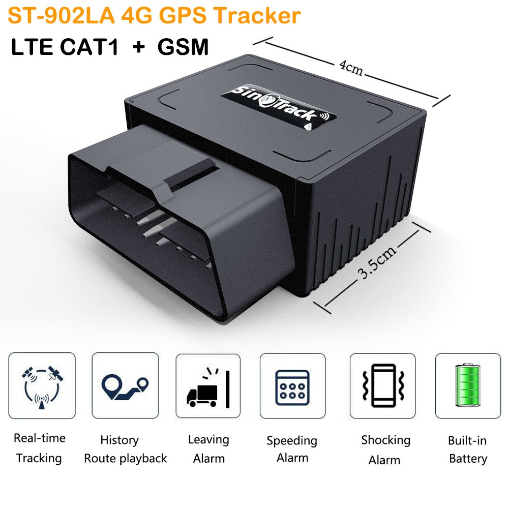 SinoTrack ST-902LA Real Time Car Tracking Shock Sensor Alarm 4G+2G OBD GPS Tracking Device for Thailand Malaysia Singapore