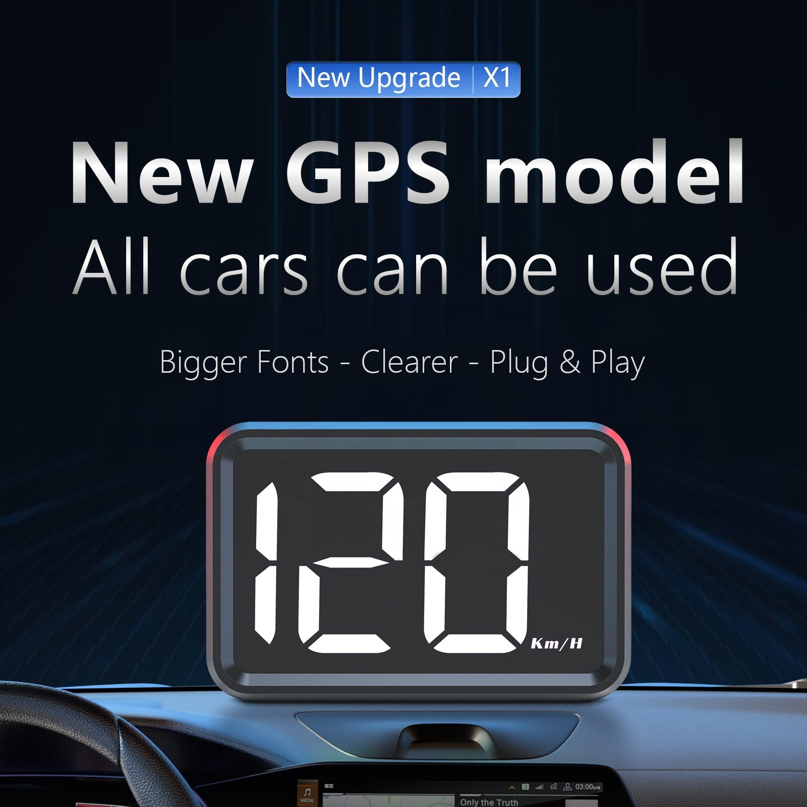 2025 New X1 Car HUD Universal GPS Speedometer Plug and Play Head up Display