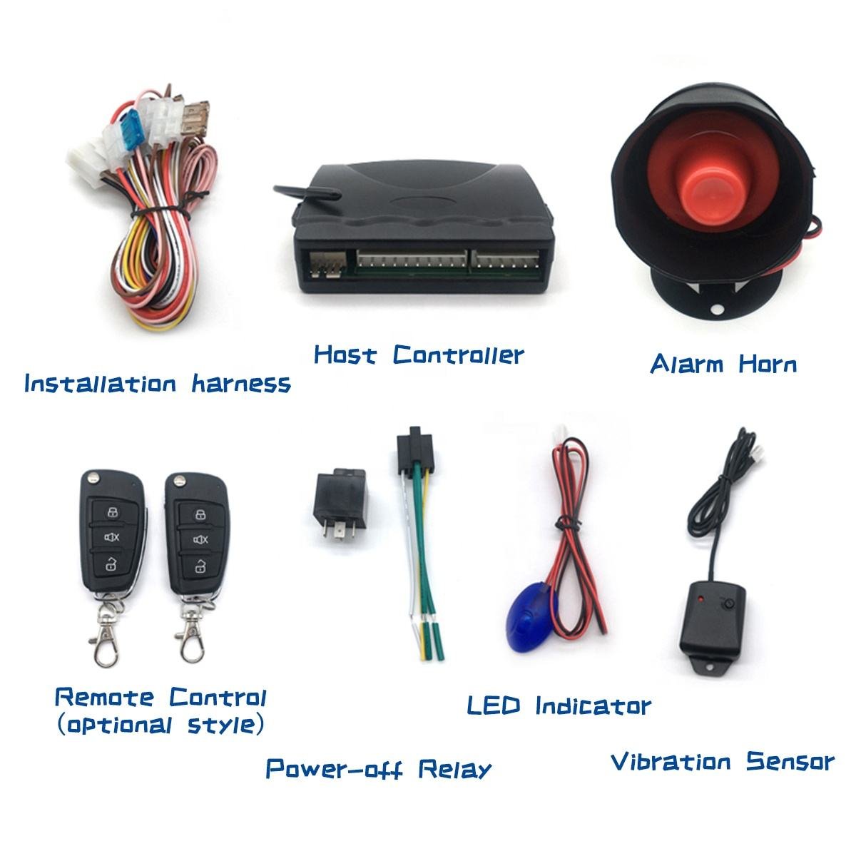 12V Universal Car Alarm System Anti-Hijacking Central Locking System One Way Smart Keyless Entry Car Security System