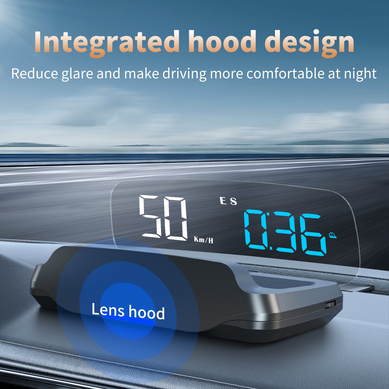 WiiYii Hot Sale Mirror HUD Speedometer Universal Car GPS with Clock Function Head-up Display for All Cars
