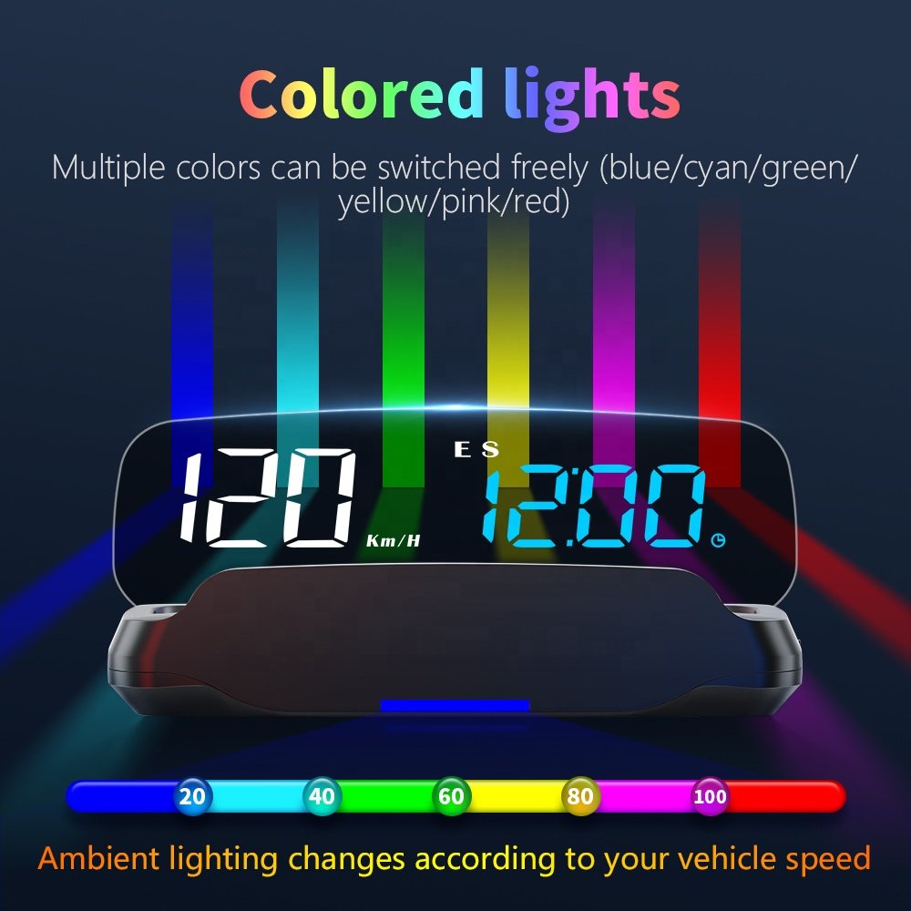 WiiYii Hot Sale Mirror HUD Speedometer Universal Car GPS with Clock Function Head-up Display for All Cars