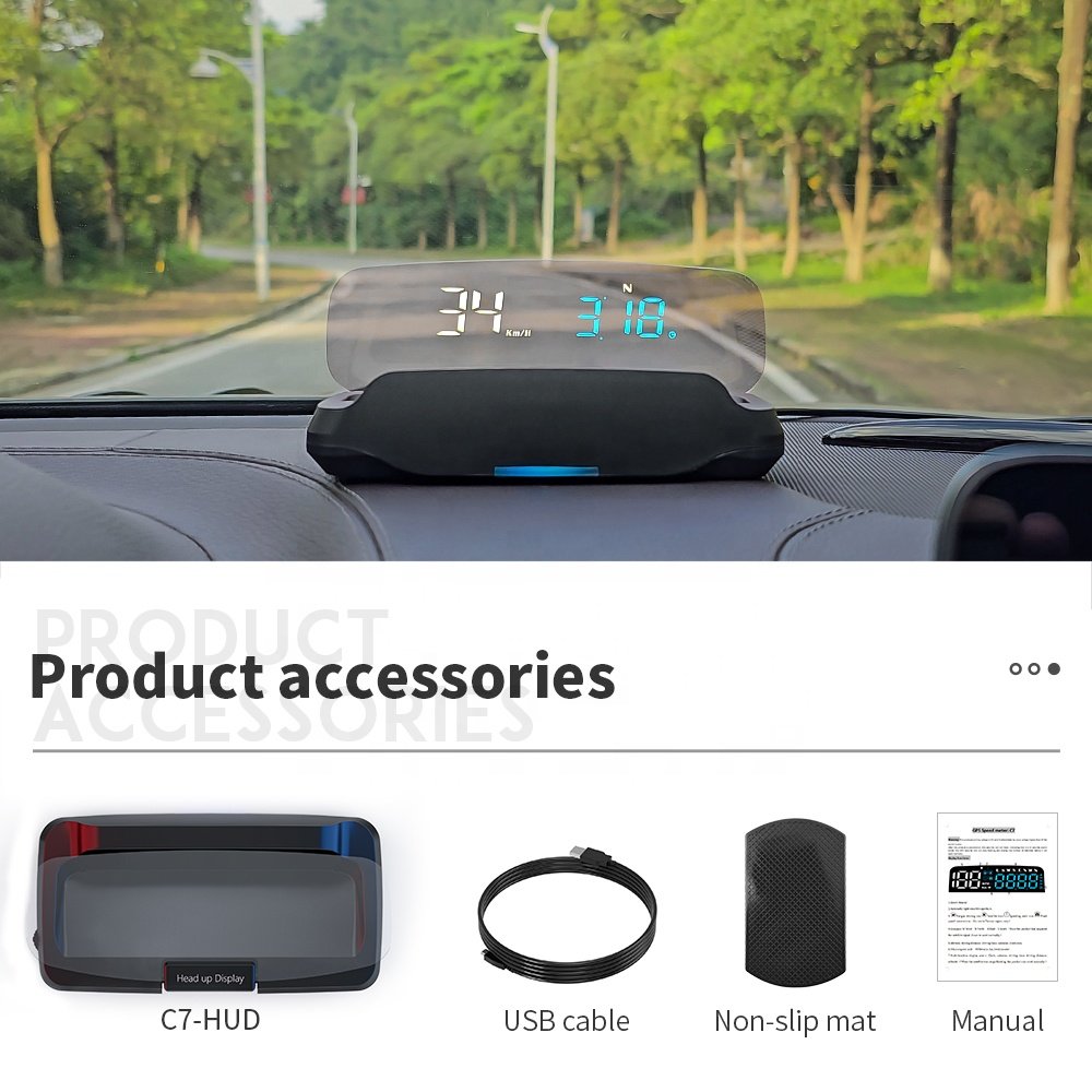 WiiYii Hot Sale Mirror HUD Speedometer Universal Car GPS with Clock Function Head-up Display for All Cars