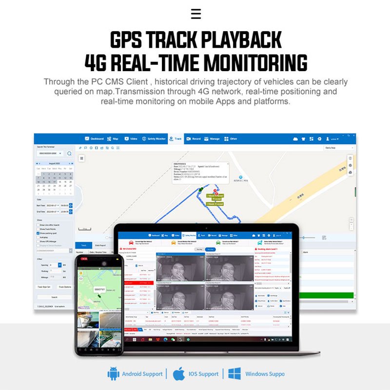 Car Black Box 1080P LCD Monitor Mobile Dvr 4CH 4G GPS Car Truck Vehicle Dvr ADAS DMS AI CCTV Security Camera System MDVR