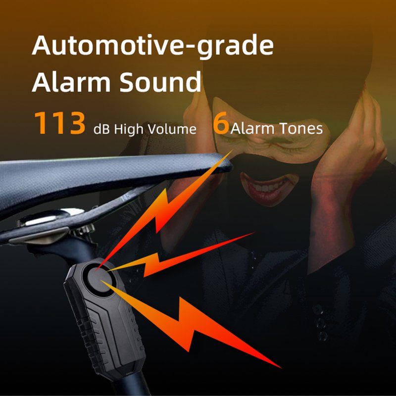 Wireless Waterproof 113db Bicycle Alarm Anti-Theft Vibration for E-Bike With Remote IP65 Battery Power Bike Alarm