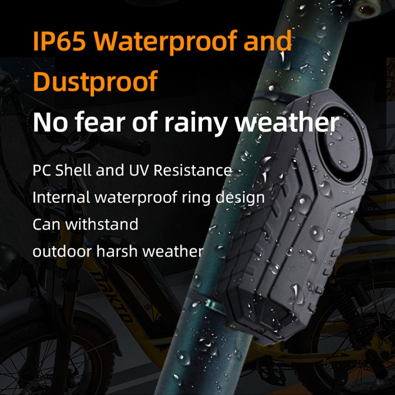 Wireless Waterproof 113db Bicycle Alarm Anti-Theft Vibration for E-Bike With Remote IP65 Battery Power Bike Alarm