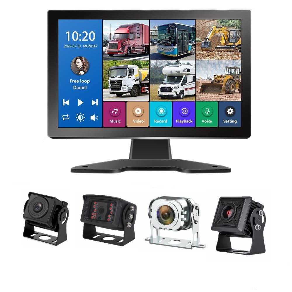 10-Inch BSD AI Touch Screen 4K Dash Cam Monitor 6 RV Security Cameras Wired Car Alarm System Blind Spot Detection Trucks
