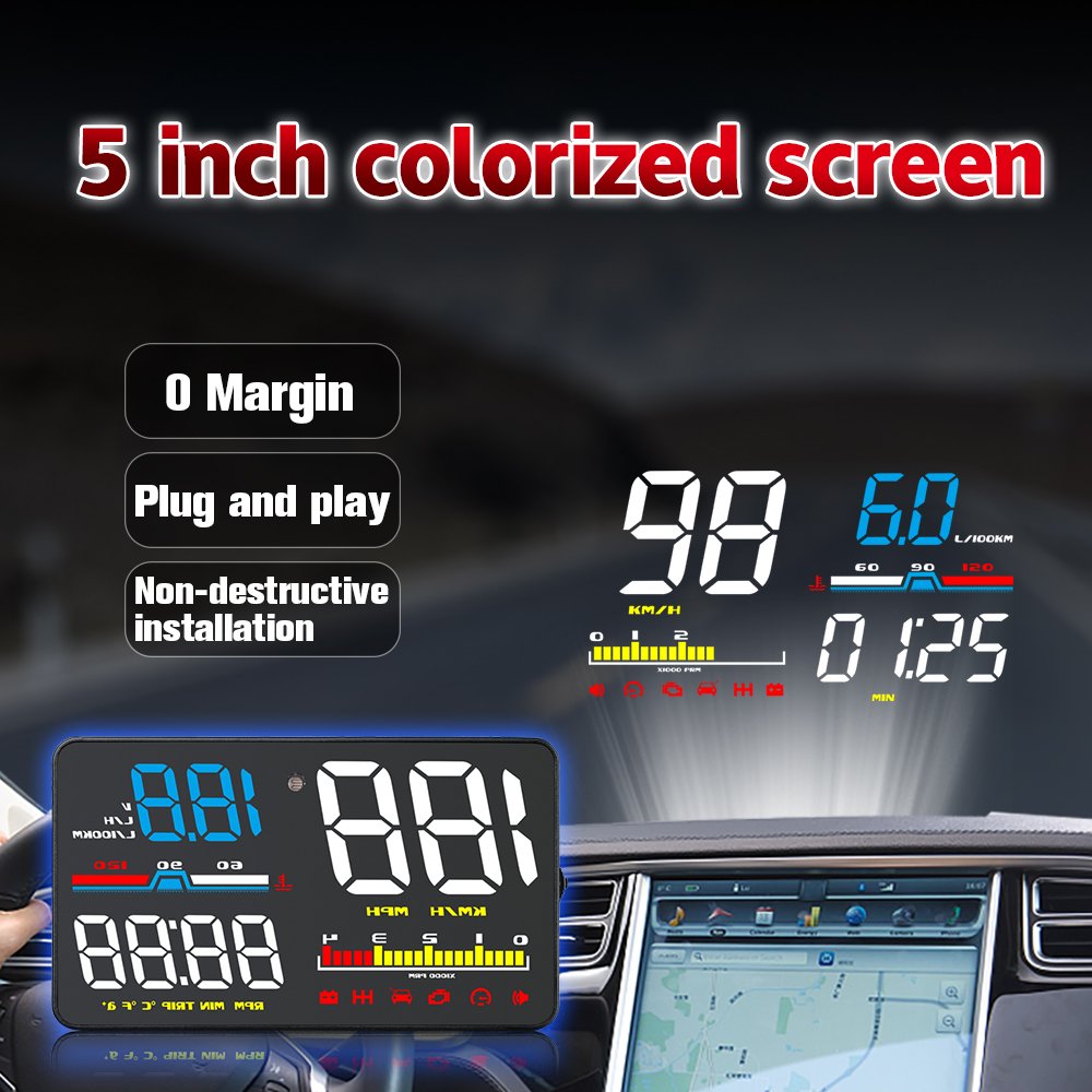 2025 Hot Sell D5000 OBD2 Diagnostic Tool Multi-Functional Head-Up Display Meter LED Windshield HUD Car Dashboard Gauge OBD