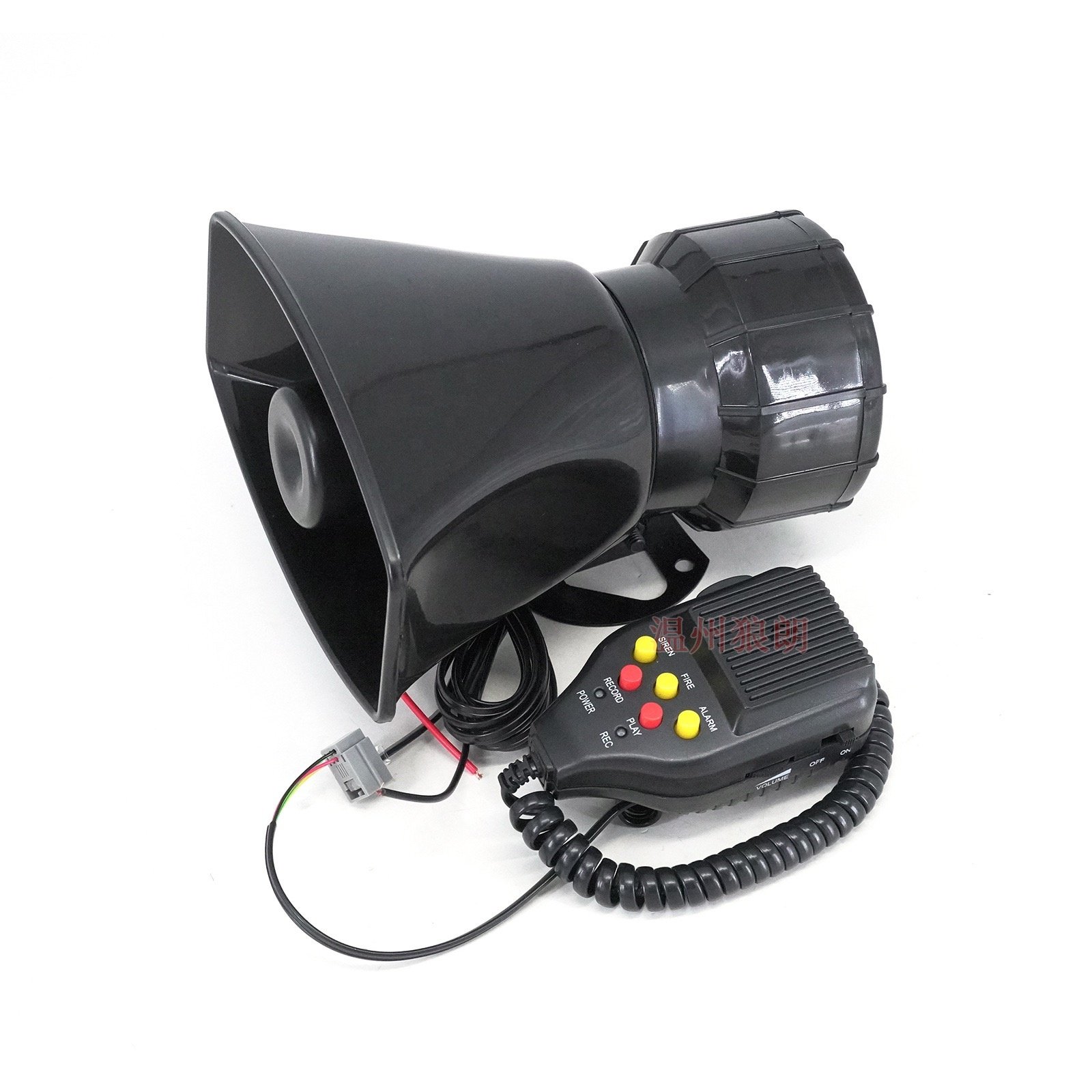 12V 100W Loud Motorcycle Car Alarm Siren Horn with 3 Sound Modes Recording Function - High-Powered Warning Speaker for Vehicles