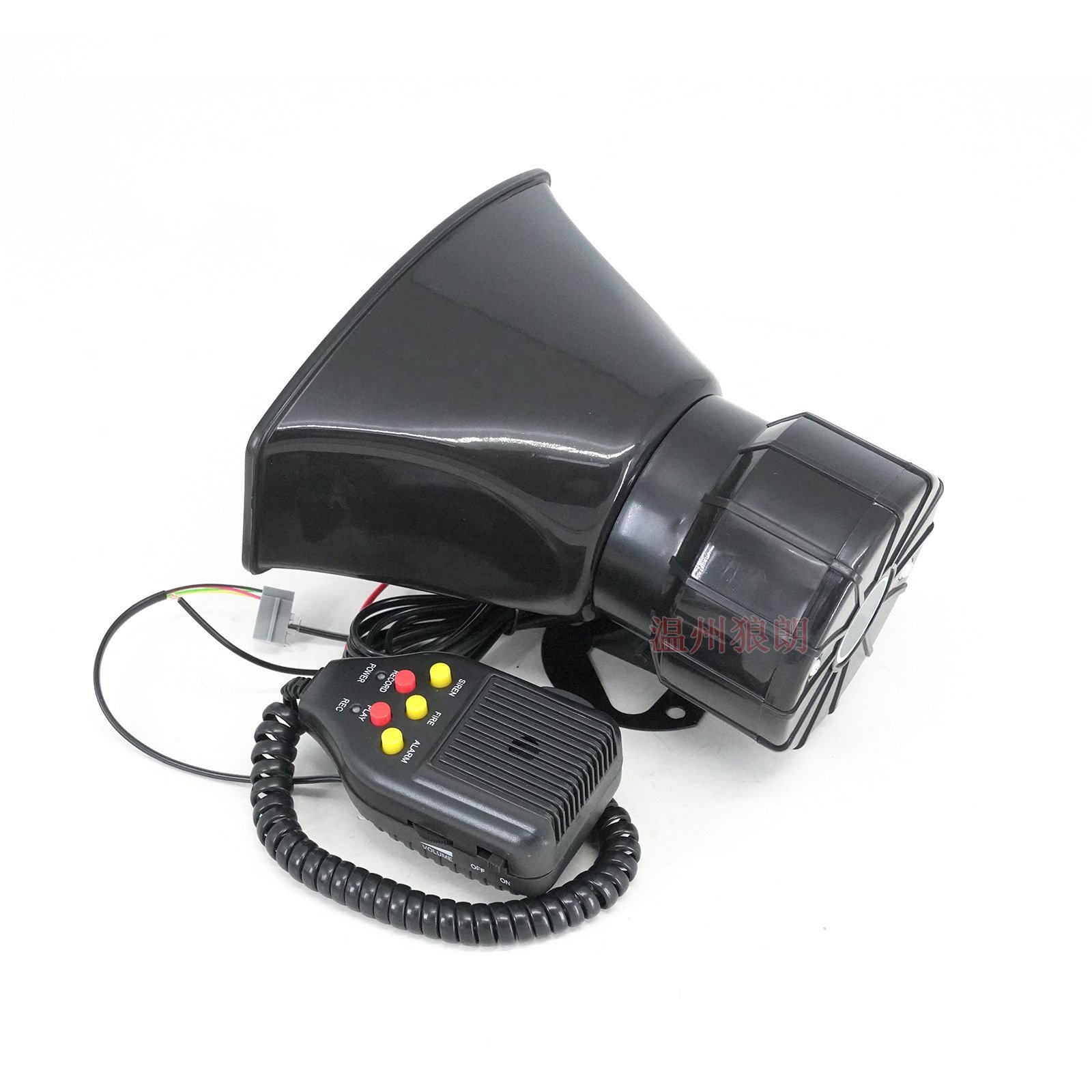 12V 100W Loud Motorcycle Car Alarm Siren Horn with 3 Sound Modes Recording Function - High-Powered Warning Speaker for Vehicles