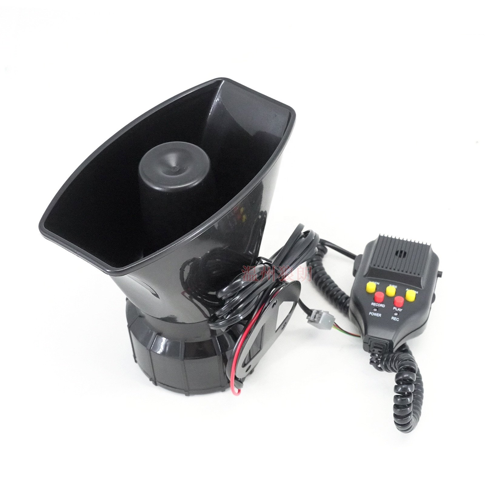 12V 100W Loud Motorcycle Car Alarm Siren Horn with 3 Sound Modes Recording Function - High-Powered Warning Speaker for Vehicles