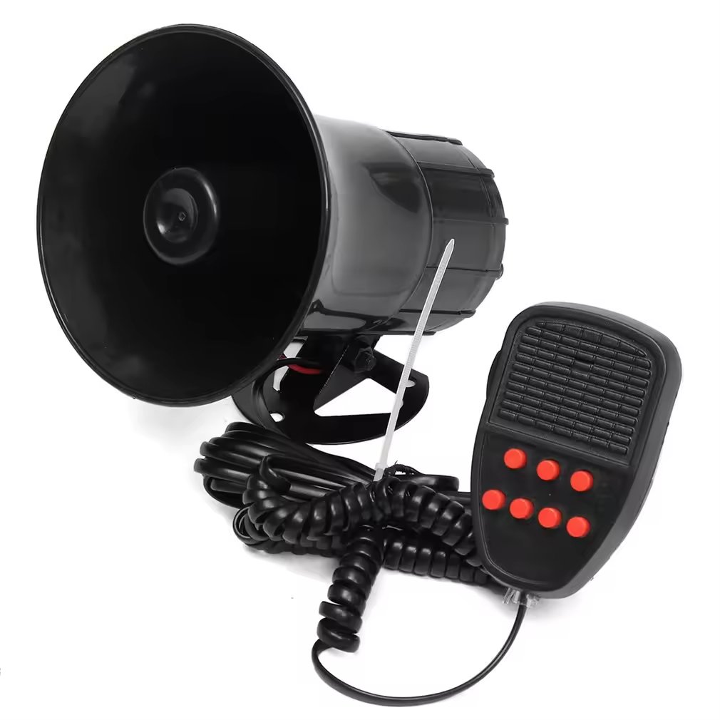 12V 50W Black 7 Sounds Tone Horn Loud Alarm Motorcycle Car Loudspeaker Alarm Siren Speaker Alarm for Car Van Truck