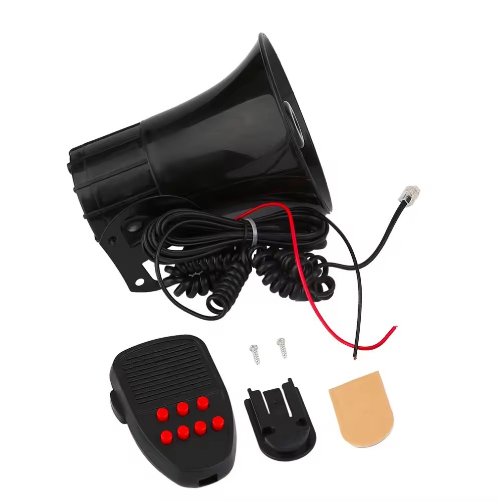 12V 50W Black 7 Sounds Tone Horn Loud Alarm Motorcycle Car Loudspeaker Alarm Siren Speaker Alarm for Car Van Truck